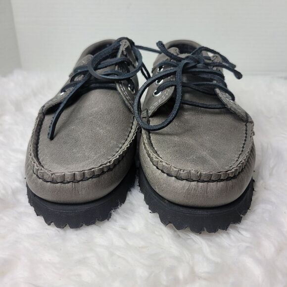 Quoddy Maliseet Bluchers Mens Size 7 D Oxford Gray Leather Boat Shoes New